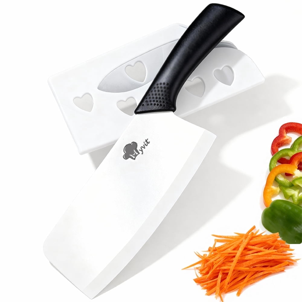 Ceramic Knife 7" Rustproof Vegetable Cleaver Knife Nakiri Lightweight Kitchen Paring Knife with Cover Chopping Knife Slicing Cutter