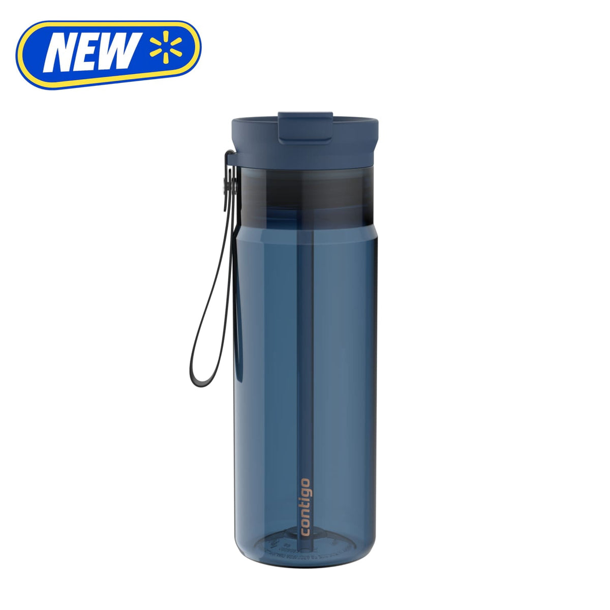 Contigo 24oz DualSip Plastic Water Bottle with Built-In Straw and Drink Opening, Licorice Black/Clear