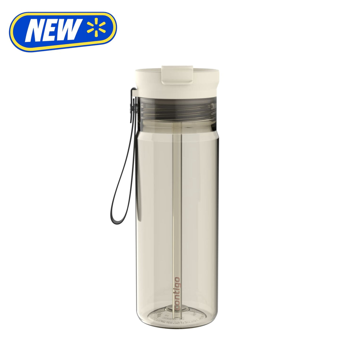 Contigo 24oz DualSip Plastic Water Bottle with Built-In Straw and Drink Opening, Licorice Black/Clear
