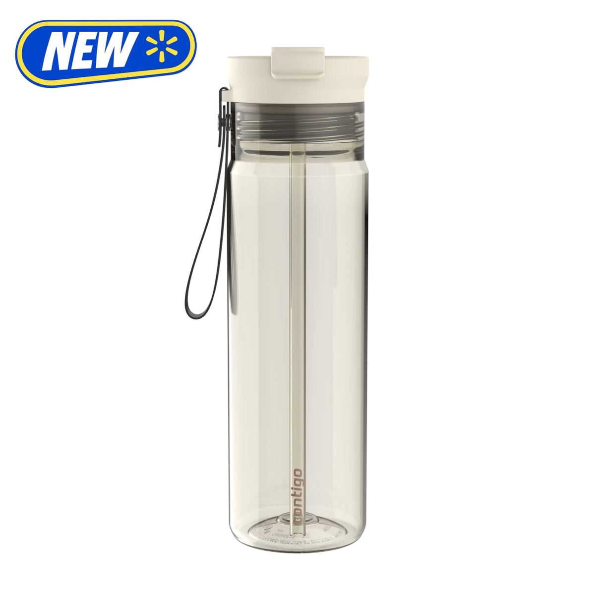 Contigo 28oz DualSip Plastic Water Bottle with Built-In Straw and Drink Opening, Licorice Black/Clear