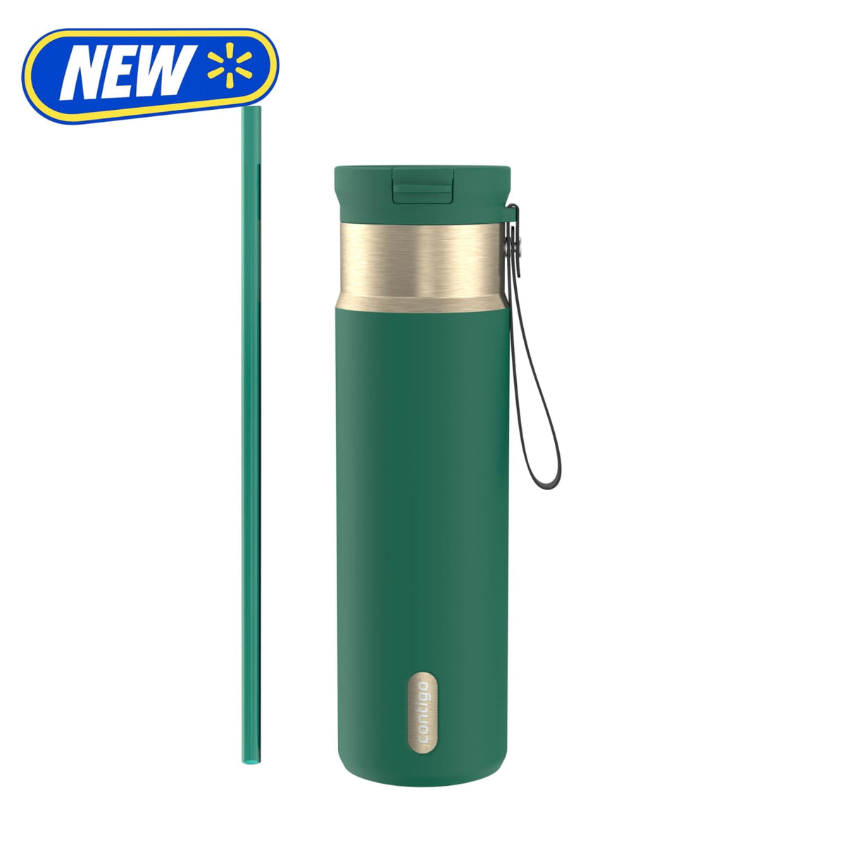 Contigo 24oz SnapSeal Insulated Stainless Steel Water Bottle with Straw, Licorice Black/Bronze