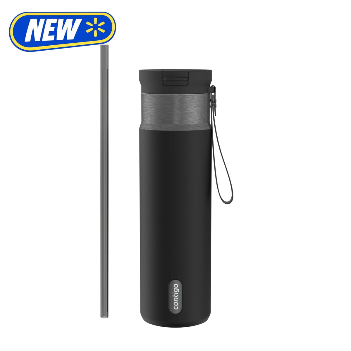 Contigo 24oz SnapSeal Insulated Stainless Steel Water Bottle with Straw, Licorice Black/Bronze