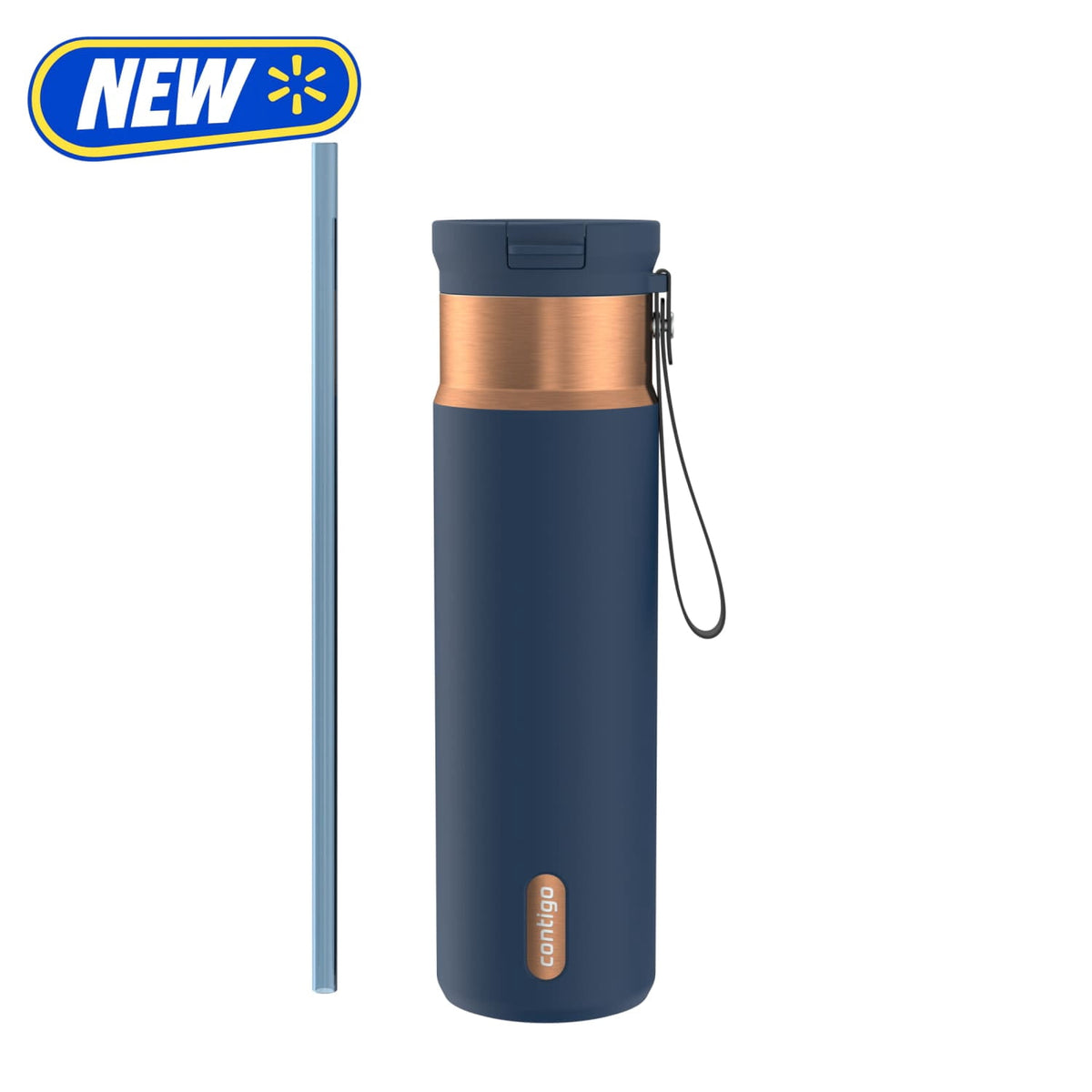Contigo 24oz SnapSeal Insulated Stainless Steel Water Bottle with Straw, Licorice Black/Bronze