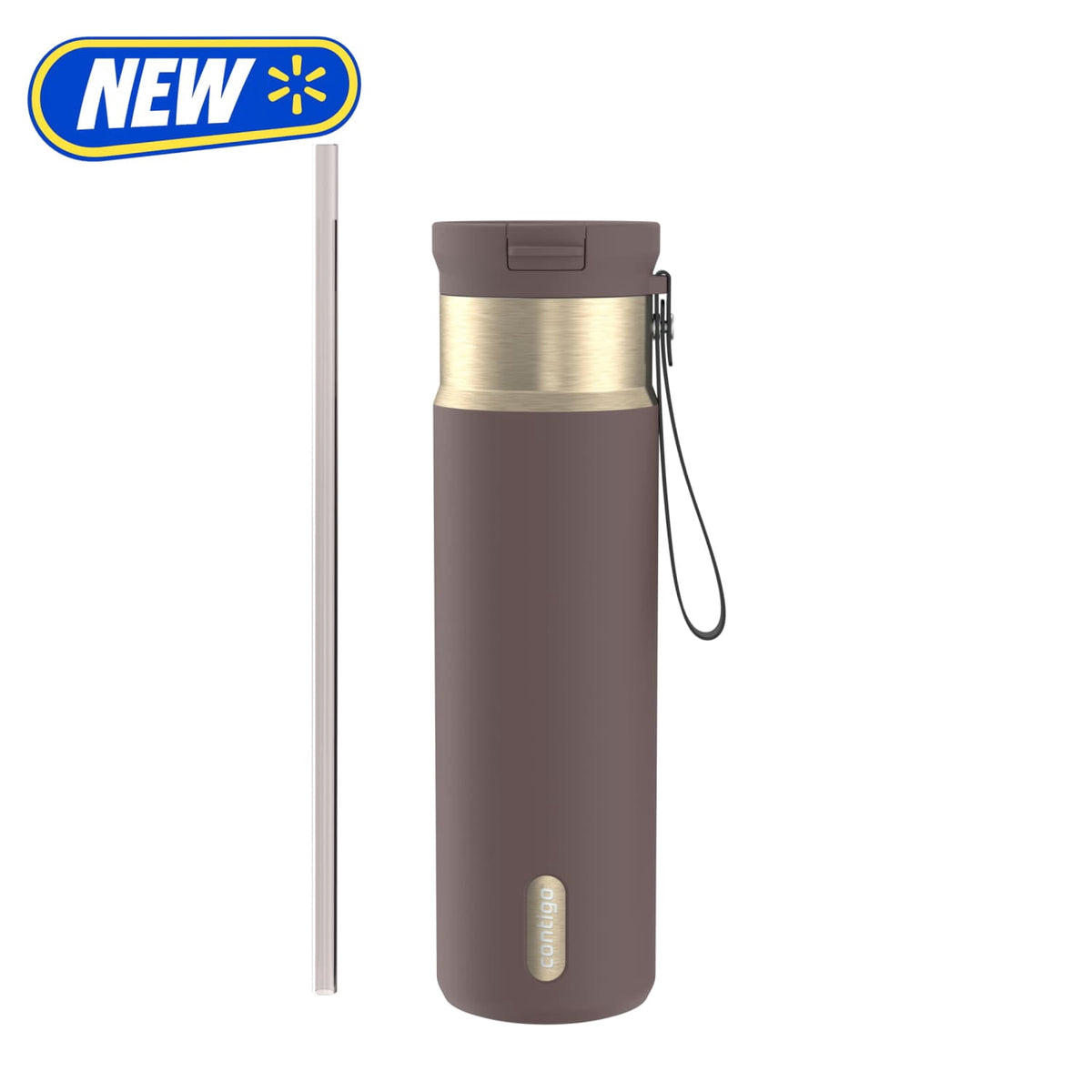 Contigo 24oz SnapSeal Insulated Stainless Steel Water Bottle with Straw, Licorice Black/Bronze