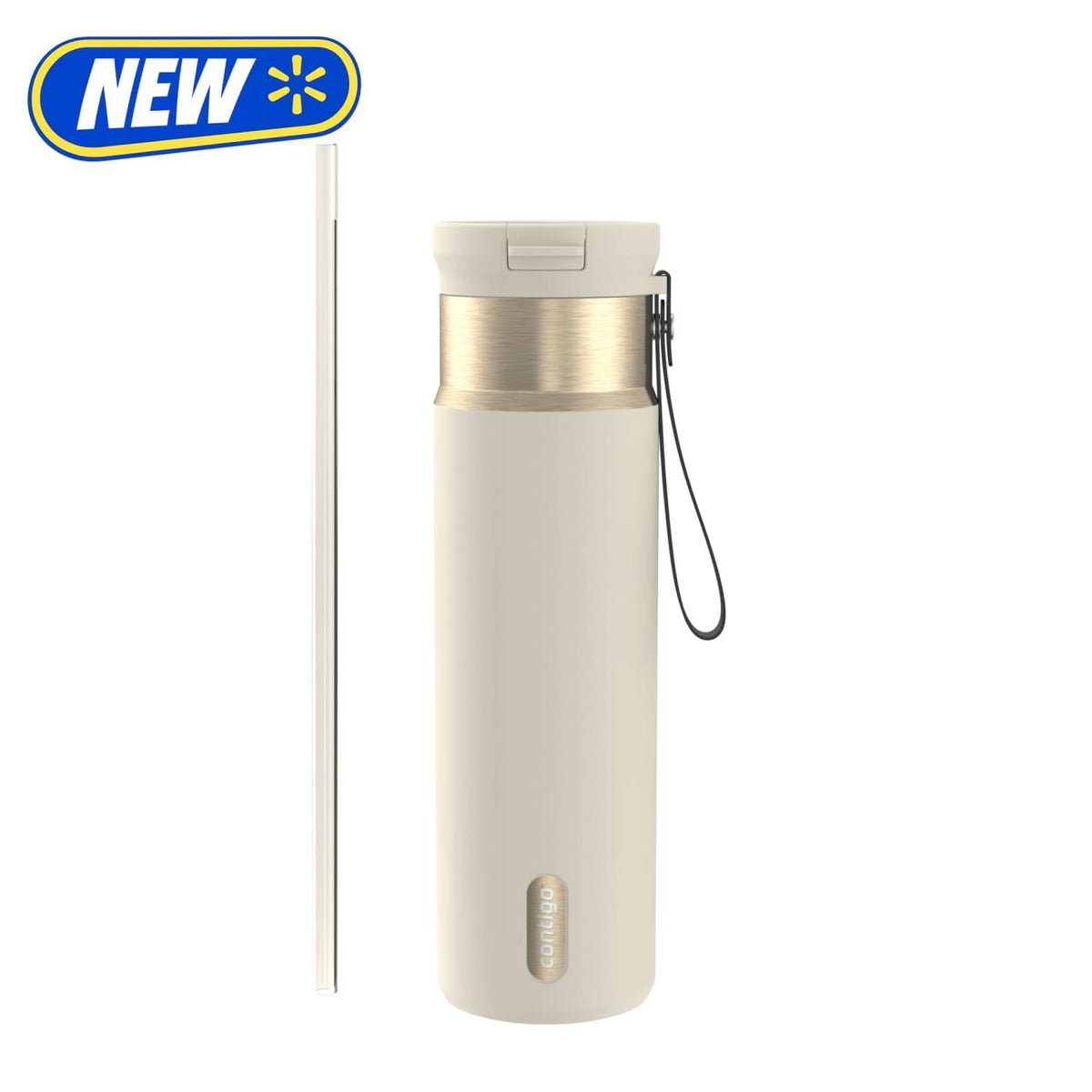 Contigo 24oz SnapSeal Insulated Stainless Steel Water Bottle with Straw, Licorice Black/Bronze