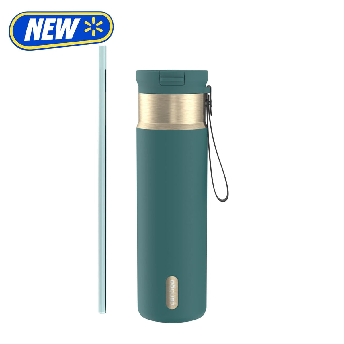 Contigo 24oz SnapSeal Insulated Stainless Steel Water Bottle with Straw, Licorice Black/Bronze