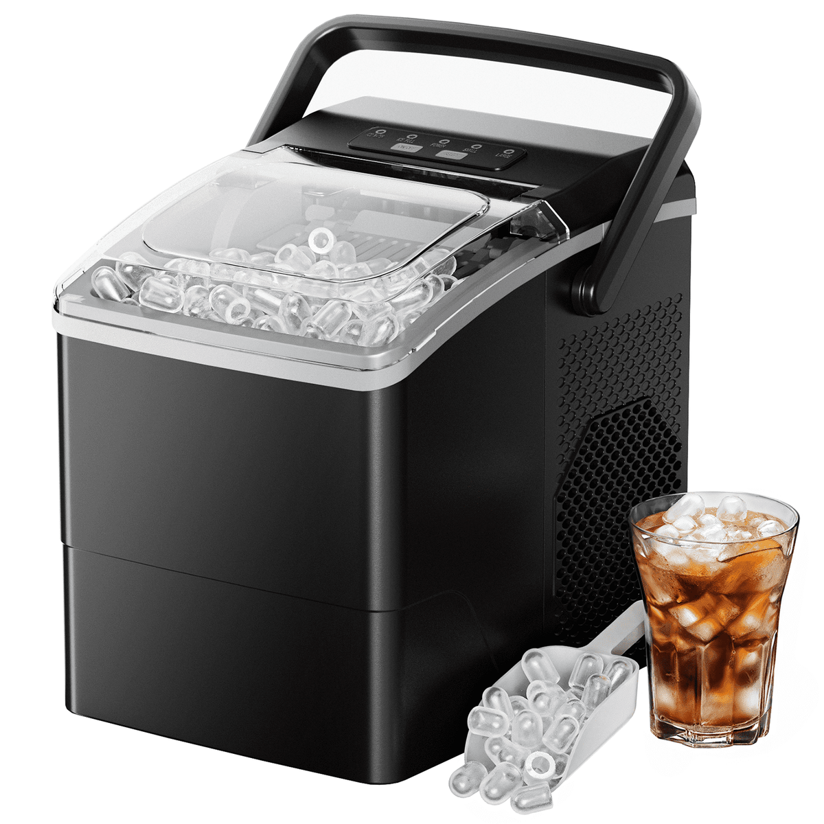 Philergo 35lbs/24H Nugget Ice Maker Countertop with Detachable Ice Basket, Portable Ice Machine,Chewable Ice, Self-Cleaning, Silver