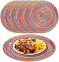 NEWEEN 15" Round Placemats Set of 6 Braided Fabric Heat Resistant Washable Table Mat for Kitchen for Kitchen Party Decor