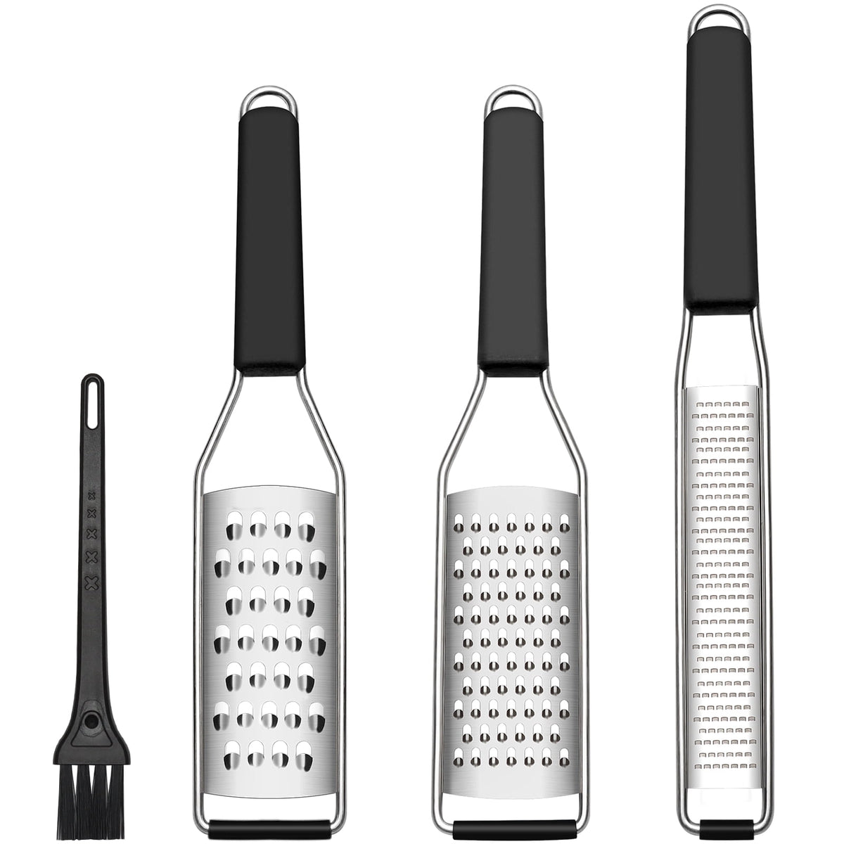 Dream Snail Lemon Zester Cheese Grater 3-Pcs Set Stainless Steel Kitchen Graters for Cheese, Vegetable, Dishwasher Safe, 11.4 inches &11.8 inches