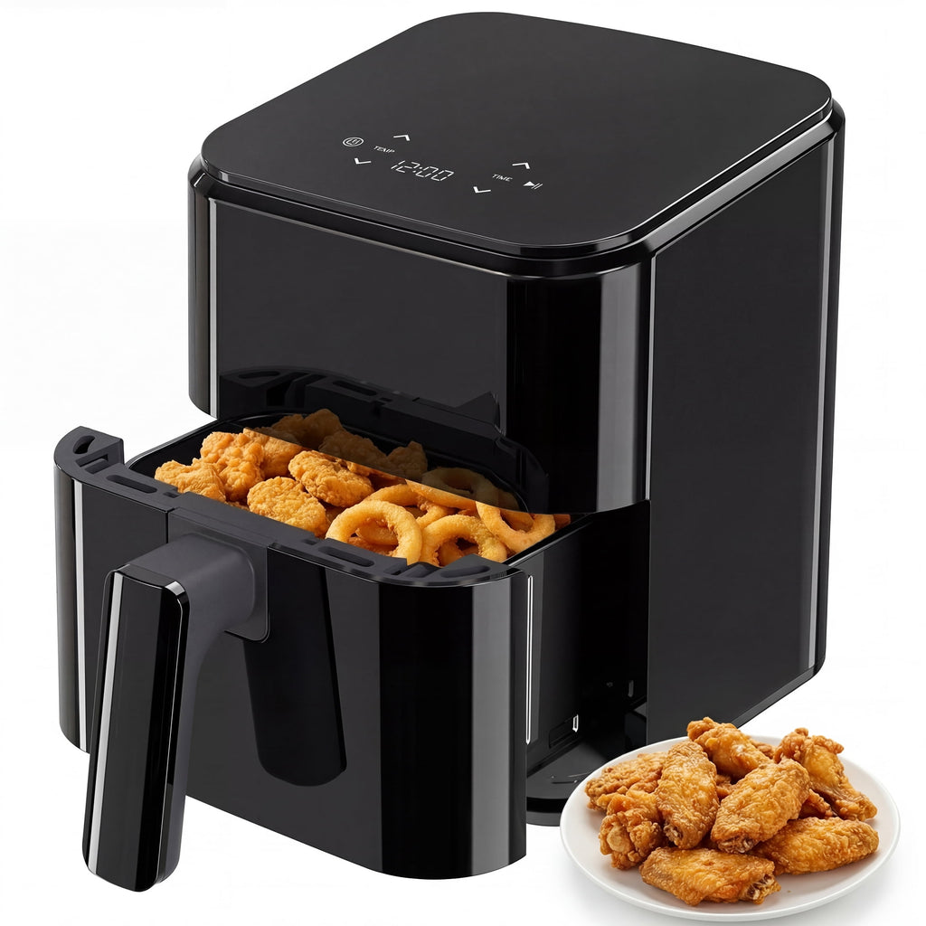 EDX 3 QT Digital Air Fryer, 800W Compact Countertop Air Fryer with Temperature Control, Black
