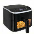 EDX 4QT Air Fryer, 1500W Digital Touchscreen with 8 Presets, Visible Window, Flip Reminder, Nonstick Dishwasher-Safe Basket, Black
