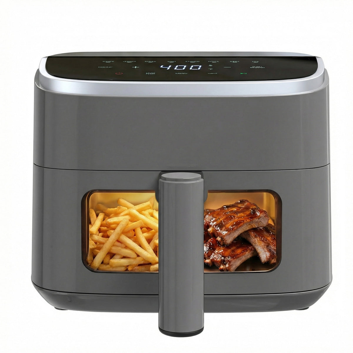 EDX 4QT Air Fryer, 1500W Digital Touchscreen with 8 Presets, Visible Window, Flip Reminder, Nonstick Dishwasher-Safe Basket, Black