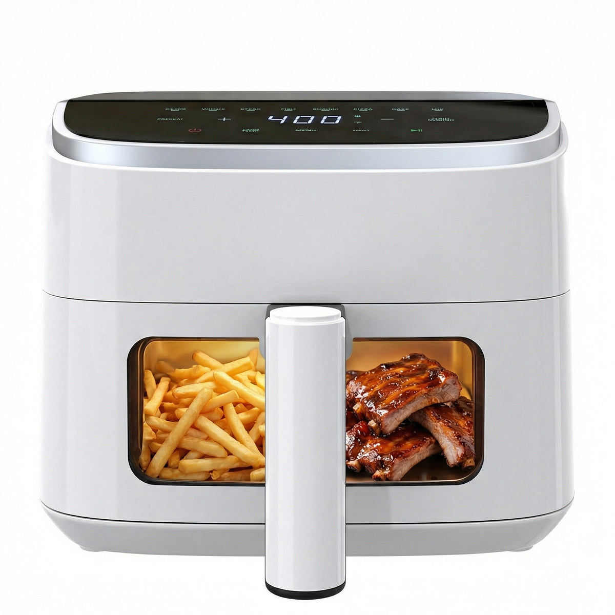 EDX 4QT Air Fryer, 1500W Digital Touchscreen with 8 Presets, Visible Window, Flip Reminder, Nonstick Dishwasher-Safe Basket, Black