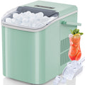 EDX Countertop Ice Maker, Self-Cleaning Portable Ice Maker Machine with Handle and Ice Scoop, Bullet Ice Cubes, 9Pcs/6Min 26.5Lbs/24H for Home/Kitchen/Bar/Party, Green
