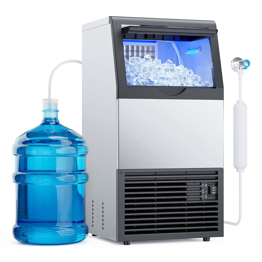 Ecojoy Commercial Ice Maker Machine, 150 Lbs/Day Stainless Steel Under Counter Ice Maker, 40Lbs Ice Storage Bin, Water Filter, 45 Cubes in 8-12 Mins