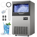 Ecojoy Commercial Ice Maker, counter ice machines 100lbs Maximum Output, Cubed Ice, Silver with 33 lbs Storage Bin