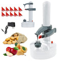 Electric Potato Peeler, Automatic Rotating Apple Peeler Potato Peeling Machine with 10 Replacement Blades, Multifunction Fruit & Vegetable Cutter, Electric Apple Pear Skin Peeling Machine, White