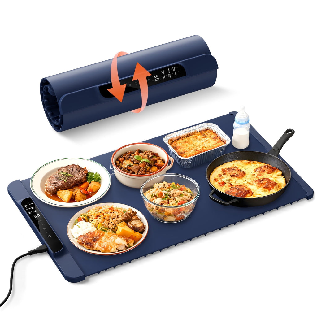 Electric Warming Tray, Warming Mat for Food , Portable Large Food Warmers Mat for Buffets Parties,Full Surface Fast Heating,6 Temperature Setting,Auto Shut-Off