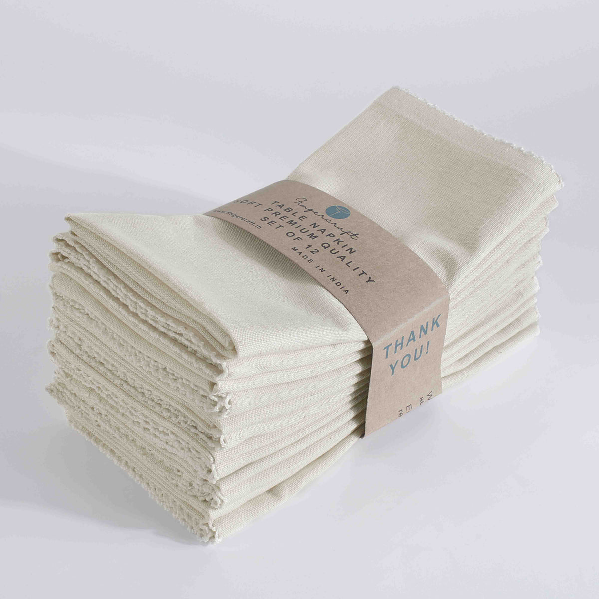 FINGERCRAFT Table Napkins, Cotton Cloth Napkin, Picot Edge, 20-inch, 12 Pack, Ivory