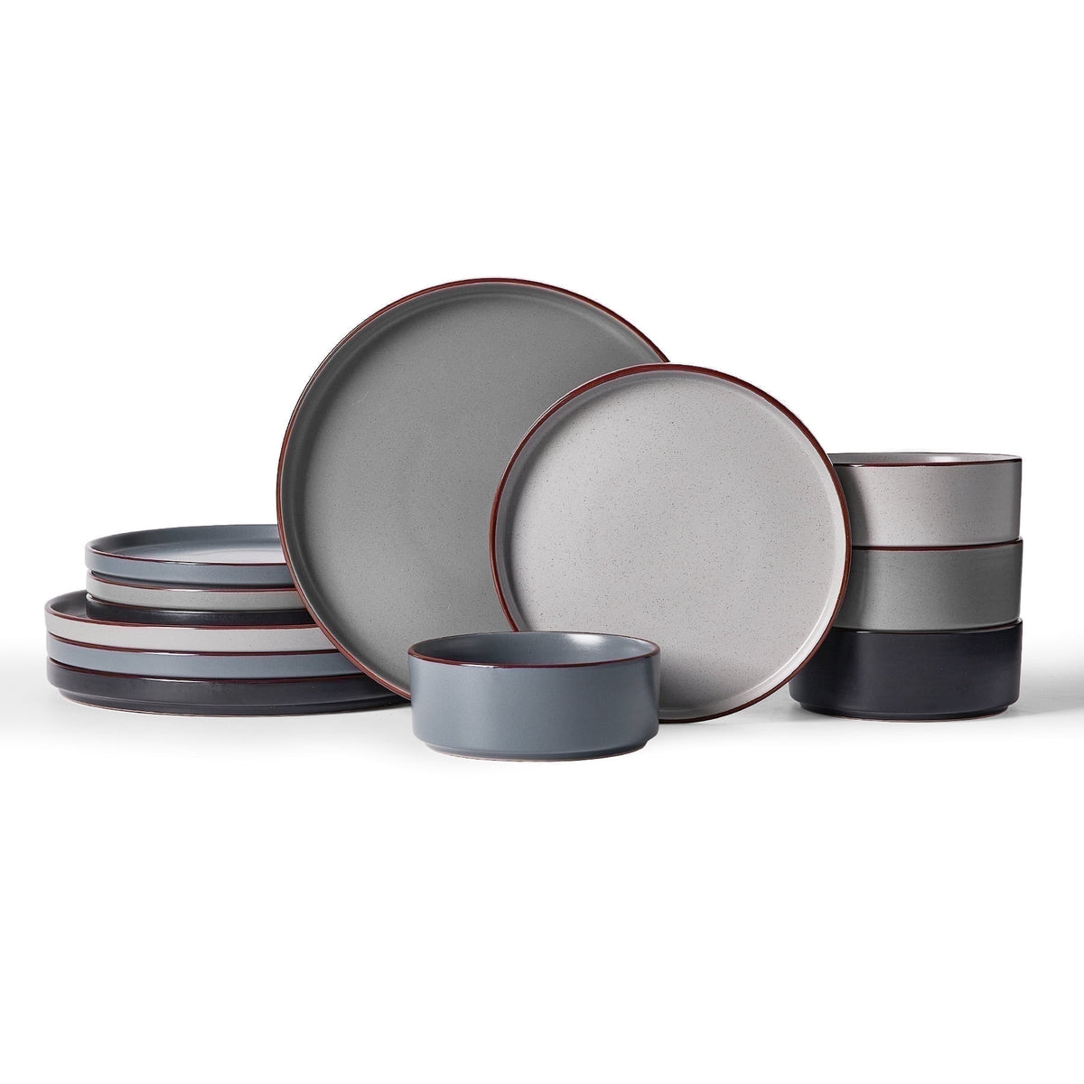 Famiware Nebula Stoneware Dinnerware Sets, 12-Piece Dish Set, Multi-color