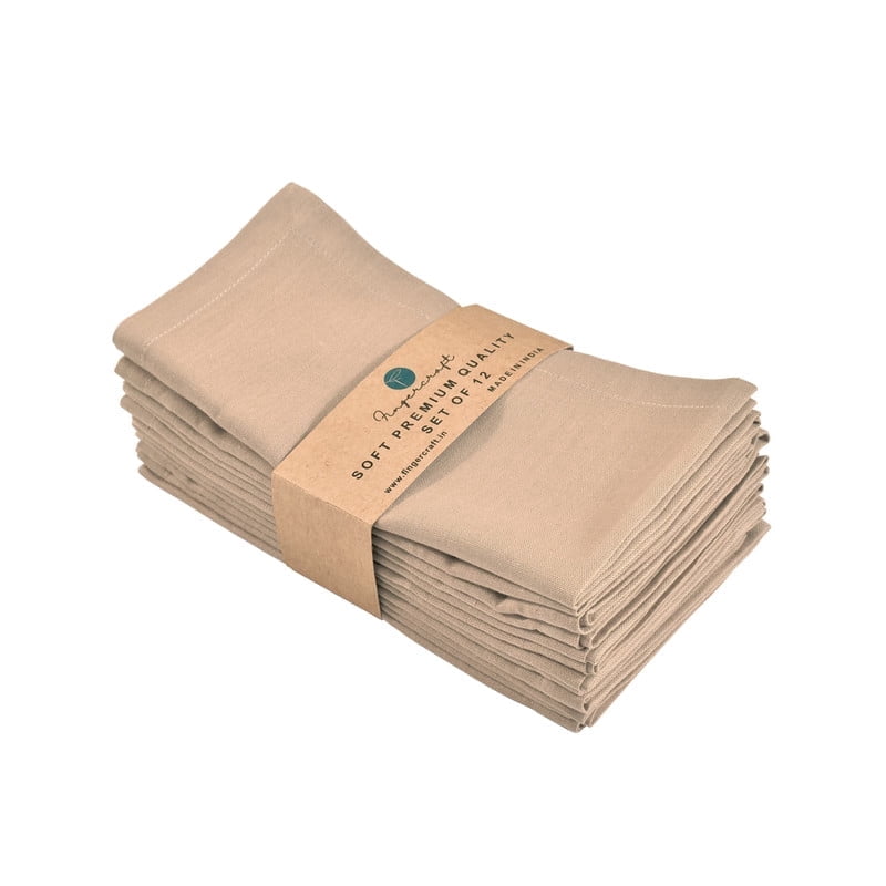 Fingercraft Cloth Napkin, Solid Color Cotton Linen Blend Table Napkins, Soft and Absorbent Fabric, Set of 12, Blush Pink
