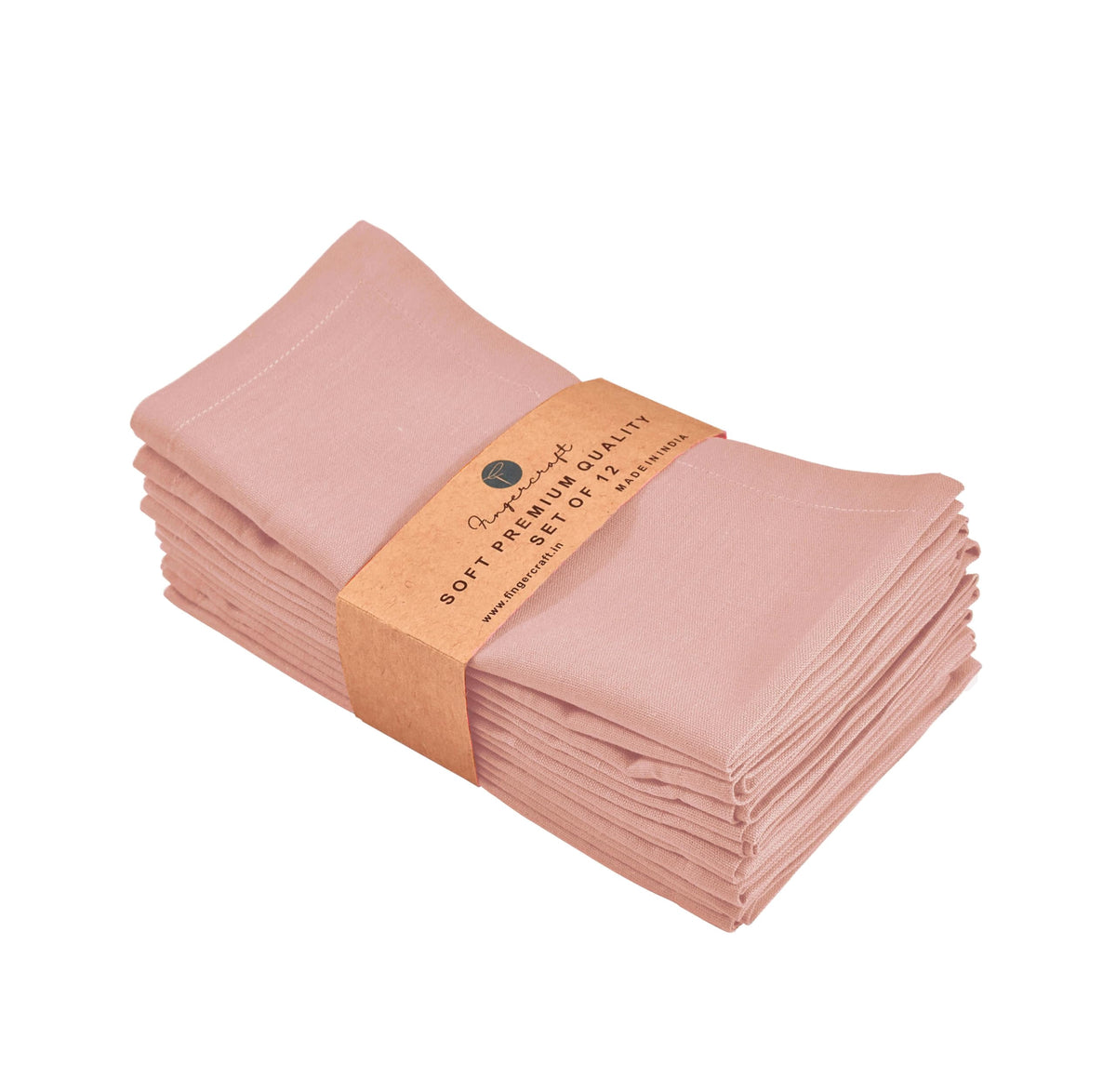 Fingercraft Cloth Napkin, Solid Color Cotton Linen Blend Table Napkins, Soft and Absorbent Fabric, Set of 12, Blush Pink