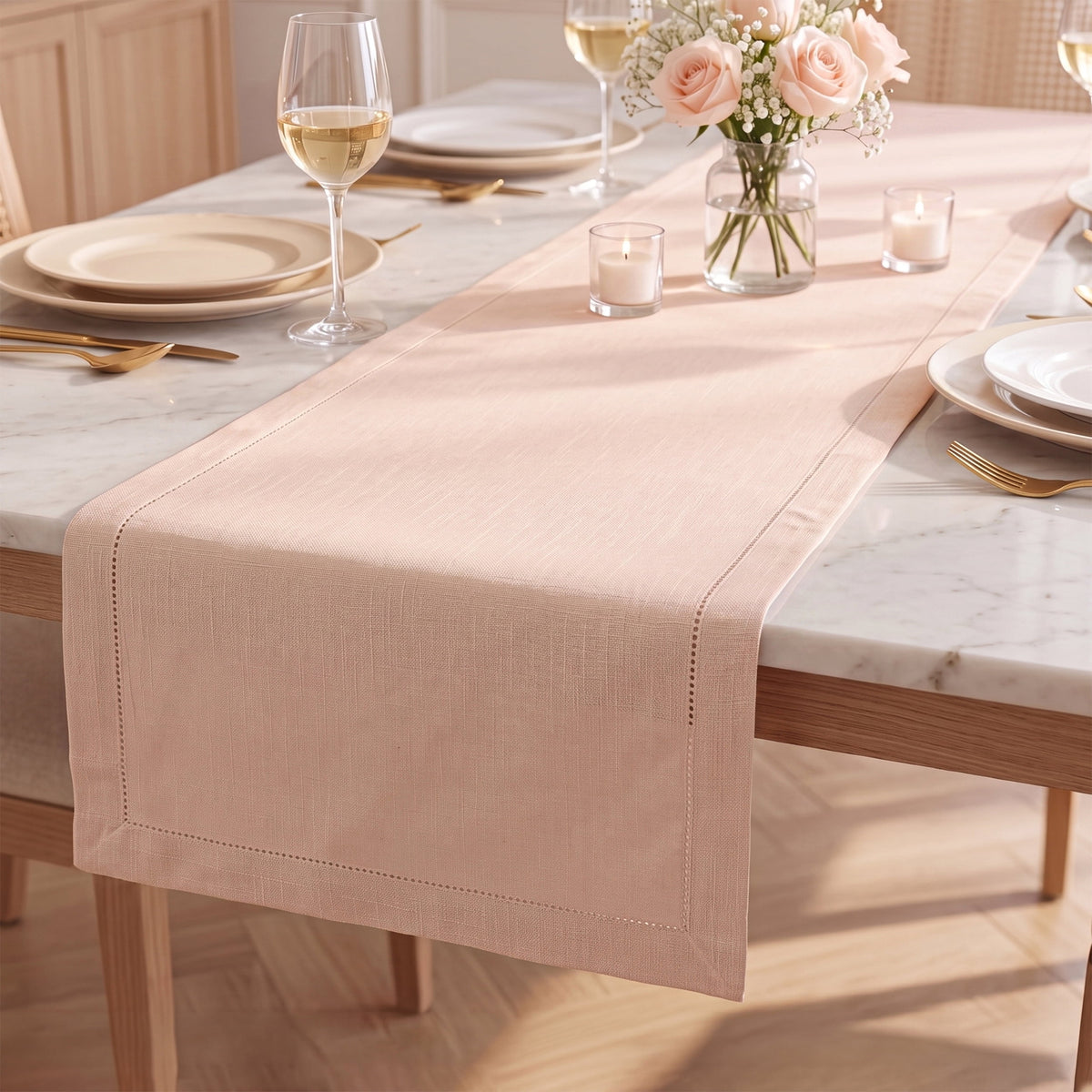 Fingercraft Table Runners, Cotton Dinner Table Centerpiece with Beautiful Premium Lace, Home and Dining Aqua-90
