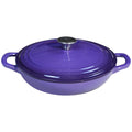Flavehc Braiser Enameled Cast Iron Braiser 3 qt Braiser Pan with Lid Purple Shallow Cast Iron Casserole Braiser Pan with Handels