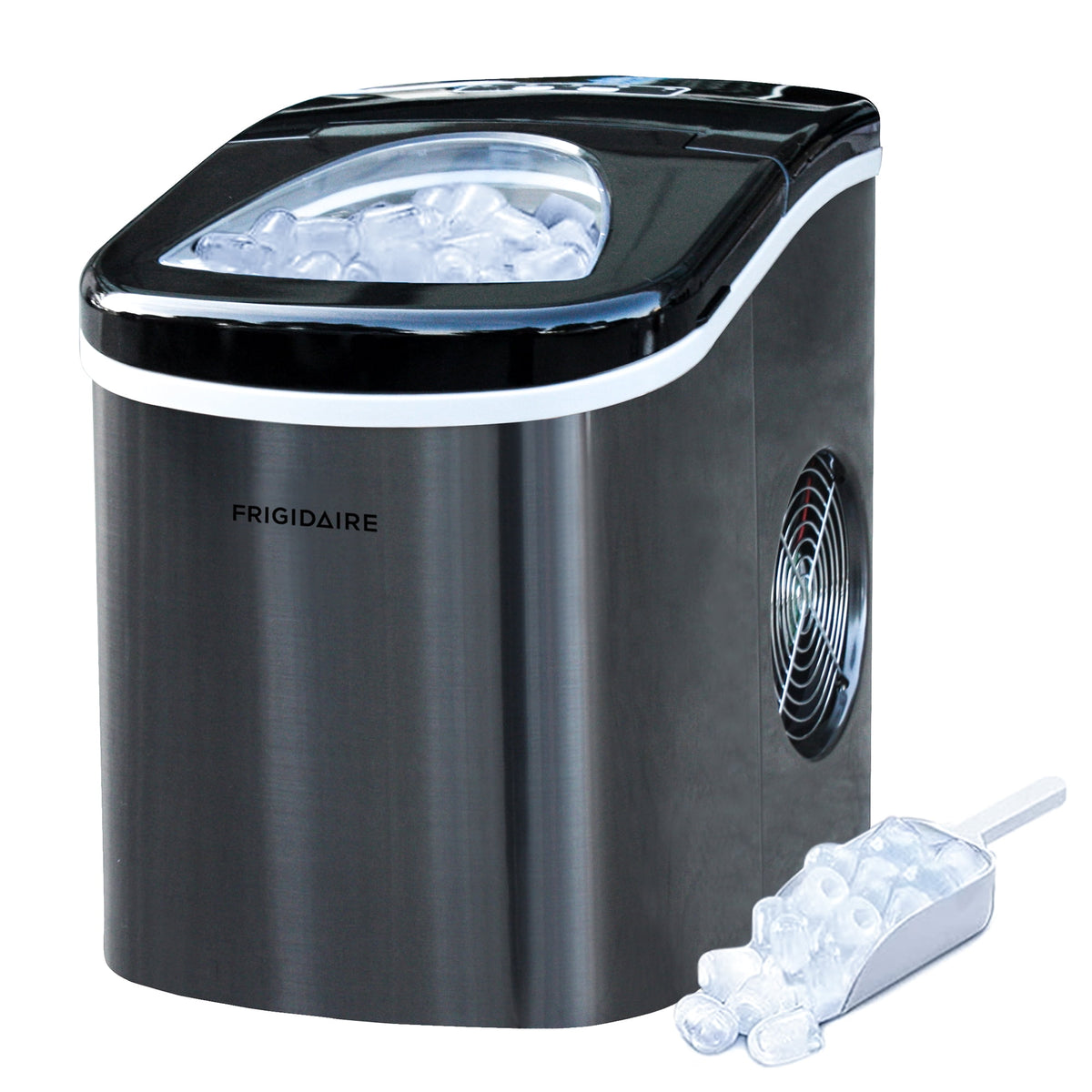 Frigidaire 26 lb. Bullet Ice Maker, Countertop Ice Machine with LED Control Panel, Red Stainless Steel