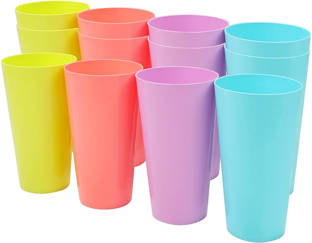 GIXUSIL 12Pcs Plastic Cups 350ml Reusable Bbq Cups Plastic Tumblers Set Camping Cups Plastic Drinking Glasses Tumbler Drinking Cups for Outdoor Parties Camping Beach Picnic Kids (Random Color )