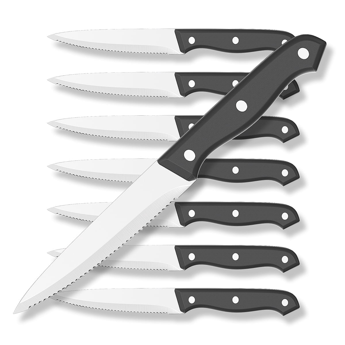 GPED Steak Knives Set of 8, 4.5-inch Serrated Steak Knife Set, Ultra Sharp Stainless Steel Triple Rivet Collection Kitchen Steak Knife Set, Non-Stick & Rust-Resistant Dinner Knives