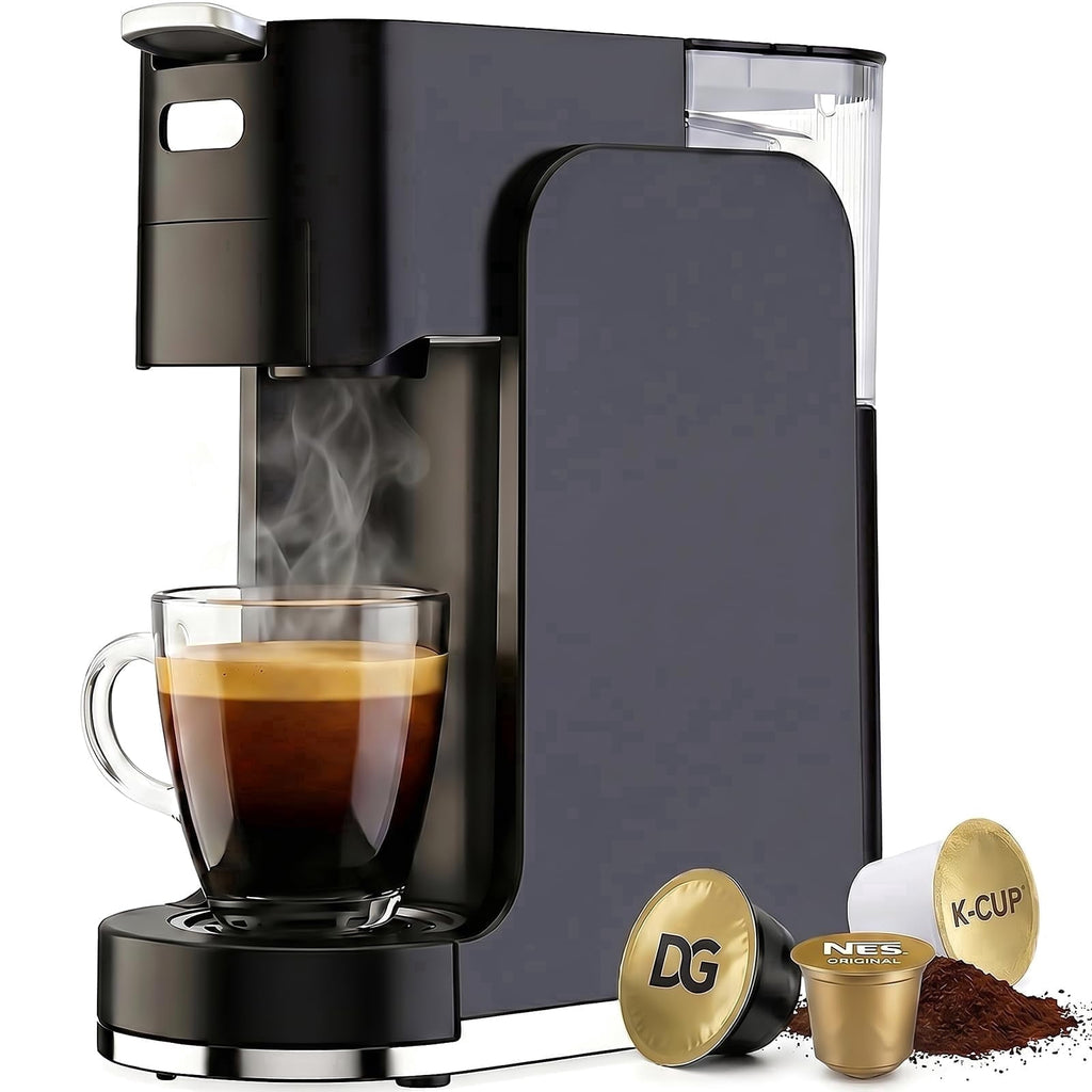 GVODE 4-in-1 Single Serve Coffee Maker, 3-Second Heat-Up, 20 Bar Hot and Iced Espresso Machine, Black