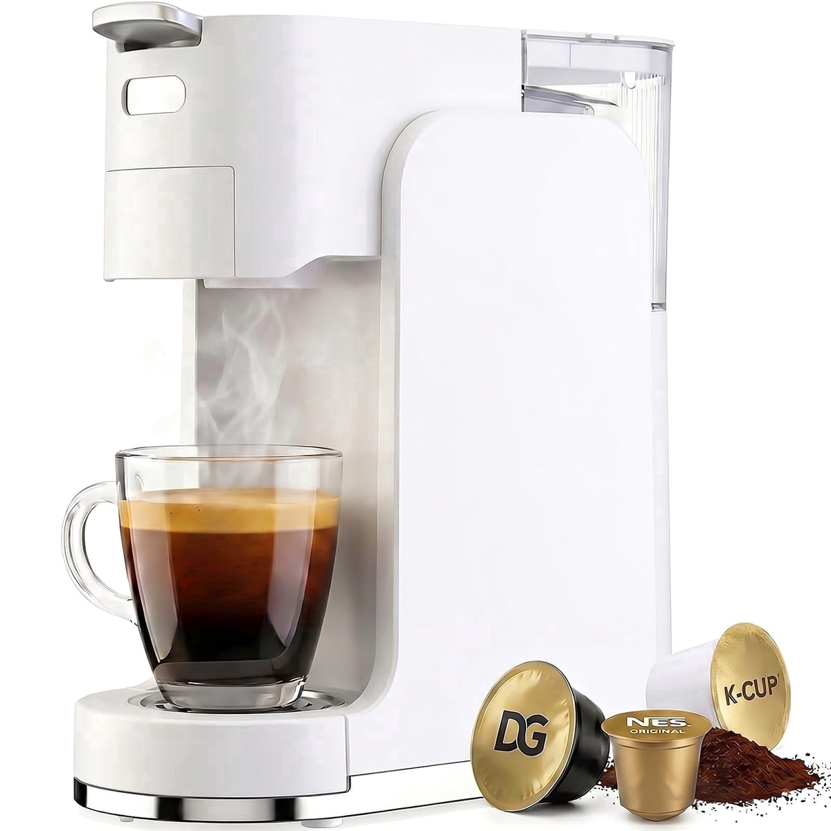 GVODE 4-in-1 Single Serve Coffee Maker, 3-Second Heat-Up, 20 Bar Hot and Iced Espresso Machine, Black