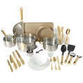 Gibson Home 55-Piece Stainless Steel Cookware Set, Cooking Pots and Pans with Dinnerware, Bakeware, & Utensils