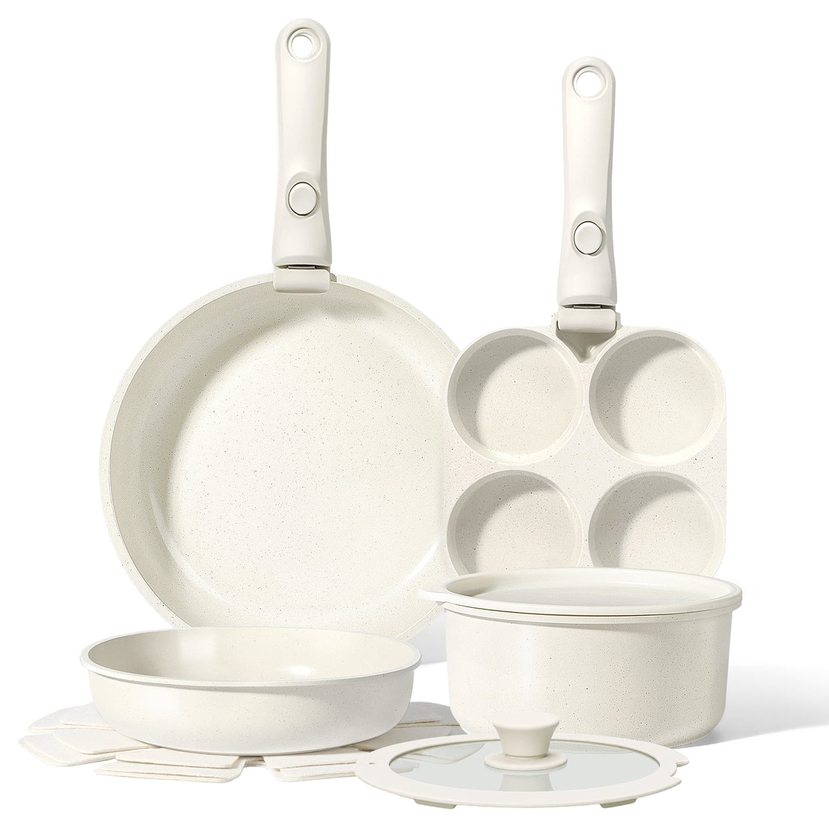 Gipp 11pcs Ceramic Cookware Sets, Pots and Pans Set Non Stick with Removable Handle, Oven & Dishwasher Safe,Induction Cookware