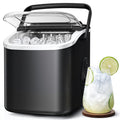 Goosiay Countertop Ice Maker, 26lbs Portable Small Ice Makers with Handle, 8 Cubes in 6 Mins, 2 Size of Bullet Ice, Self-Cleaning Mini Ice Machine for Home, Kitchen, RV, Camping, Black