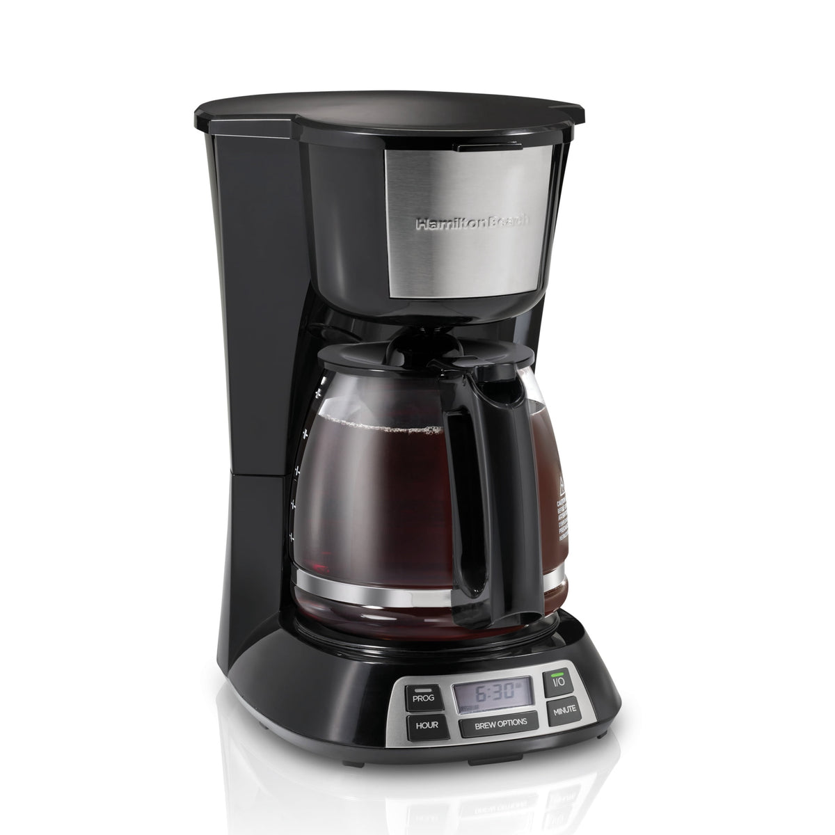 Hamilton Beach Bold Brew 12-Cup Programmable Drip Coffee Maker Machine with Glass Coffee Pot, Black