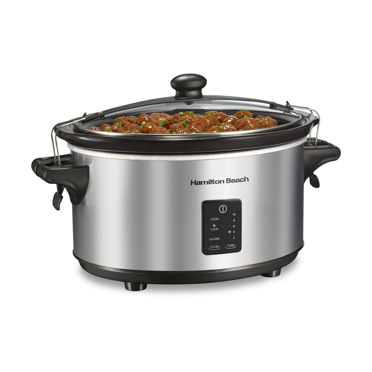 Hamilton Beach 7 Qt Programmable Slow Cooker, Stoneware Crock with Removable Pot, Stainless Steel