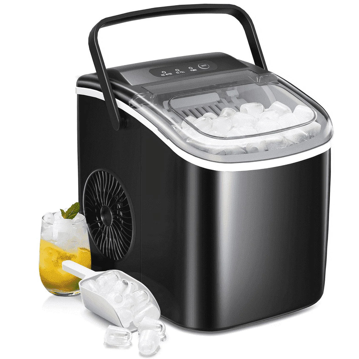 Havato Countertop Ice Maker, 8 Bullet Ice Cubes in 6 Mins, 26lbs/24H, w/ Scoop & Basket, White