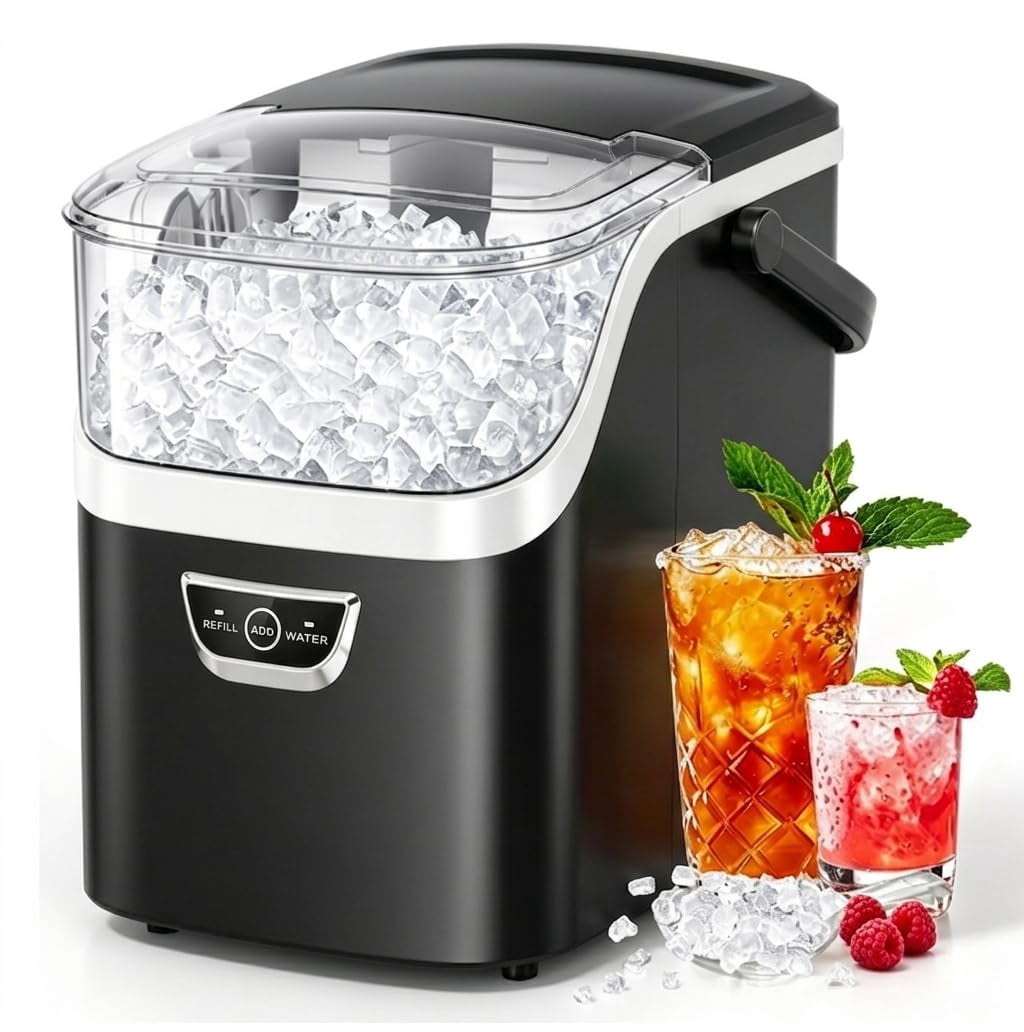 Havato Nugget Ice Maker, Countertop Ice Machine Chewable Crushed Ice | 35Lbs/24H, Self-Cleaning, Quiet & Compact ,Black