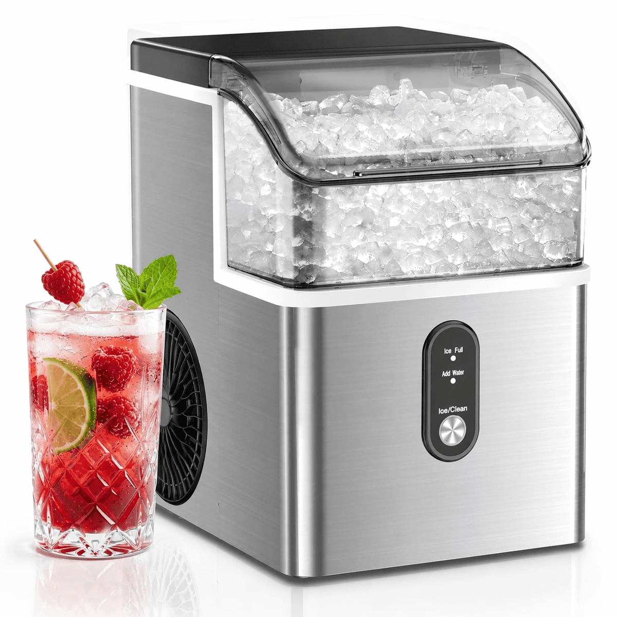 Havato Nugget Ice Maker, Countertop Ice Machine Chewable Crushed Ice | 35Lbs/24H, Self-Cleaning, Quiet & Compact ,Black