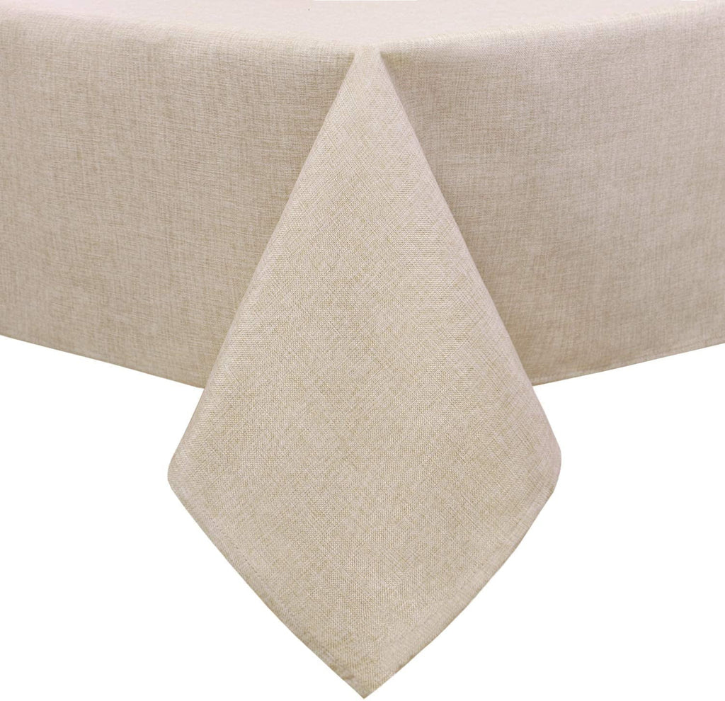 Hiasan Faux Linen Rectangle Tablecloth - Wrinkle and Stain Resistant Washable Tale Cloth for Kitchen Dining Room Holiday Table Cover for Party Dinner, Beige, 60 x 84 Inch