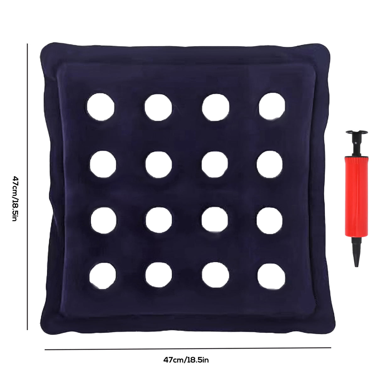 2 Pack Inflatable Seat Cushions,Pressure Relief 16 hole breathable Cushion,for Office Chairs,Car Seats,Wheelchair waterproof Cushions,with Air Pumps,Portable and Comfortable（Flocked Navy+PVC Beige)