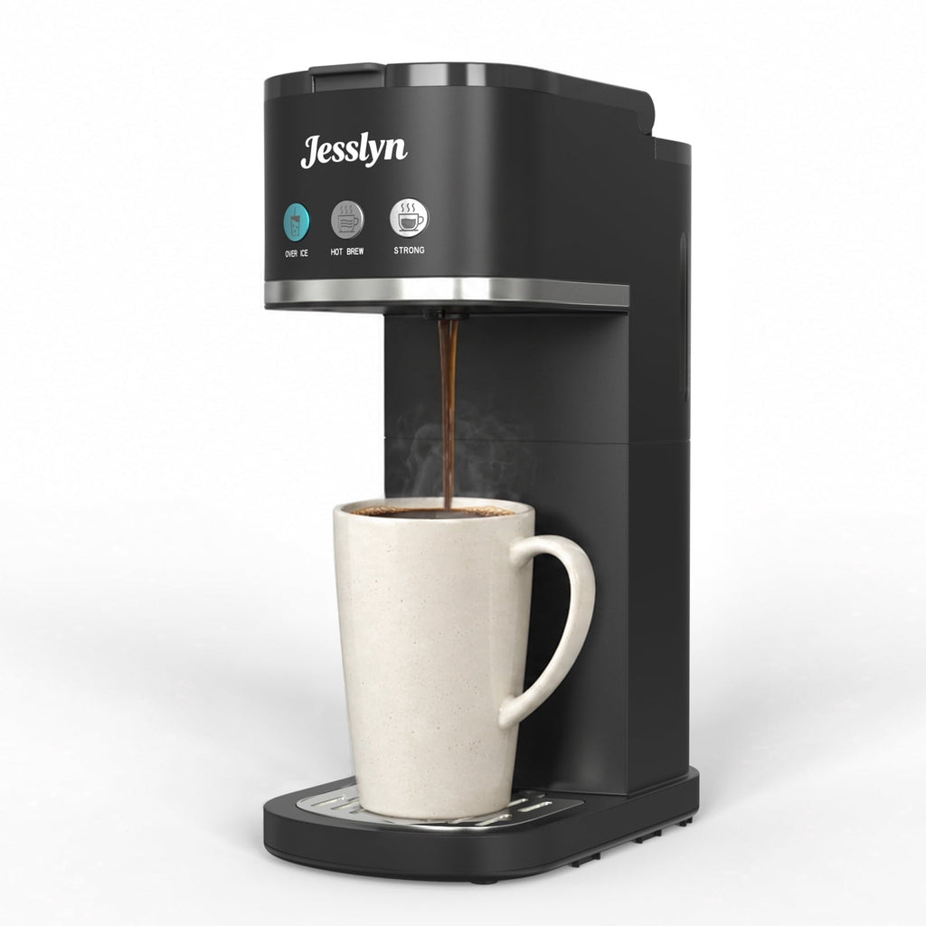 Jesslyn Single Serve Coffee Maker Compatible with K Cup Capsules & Grounds, Black