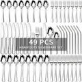 Kikcoin Silverware Set for 8, 49 Pcs Stainless Steel Flatware Set, Mirror Polished Tableware Cutlery for Home, Restaurant, Dishwasher Safe