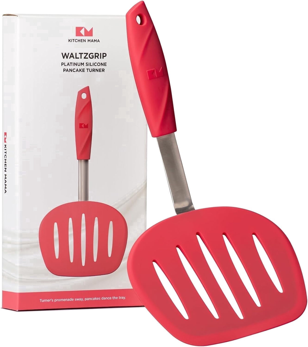 Kitchen Mama WaltzGrip Platinum Silicone Pancake Spatula Turner (Gray)