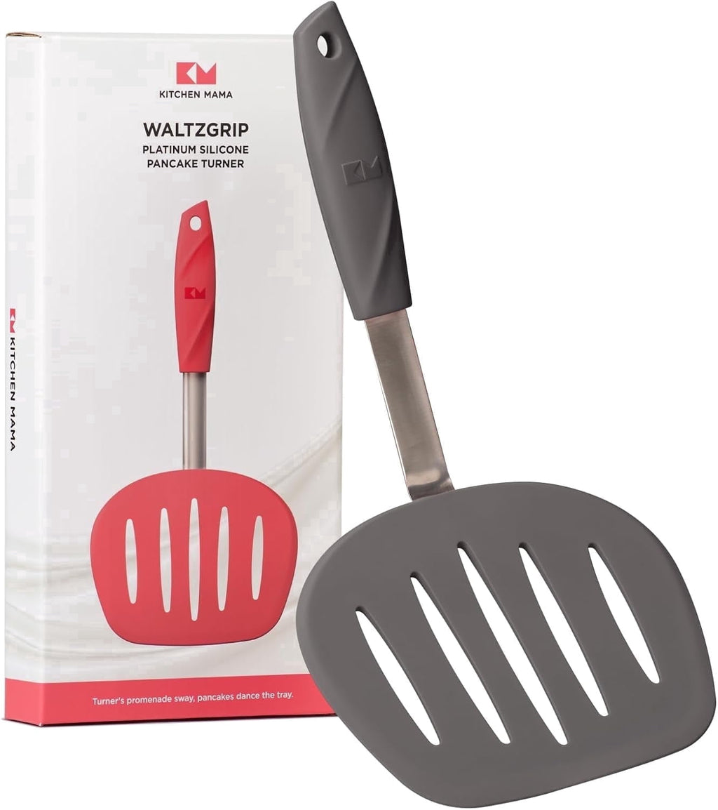 Kitchen Mama WaltzGrip Platinum Silicone Pancake Spatula Turner (Gray)