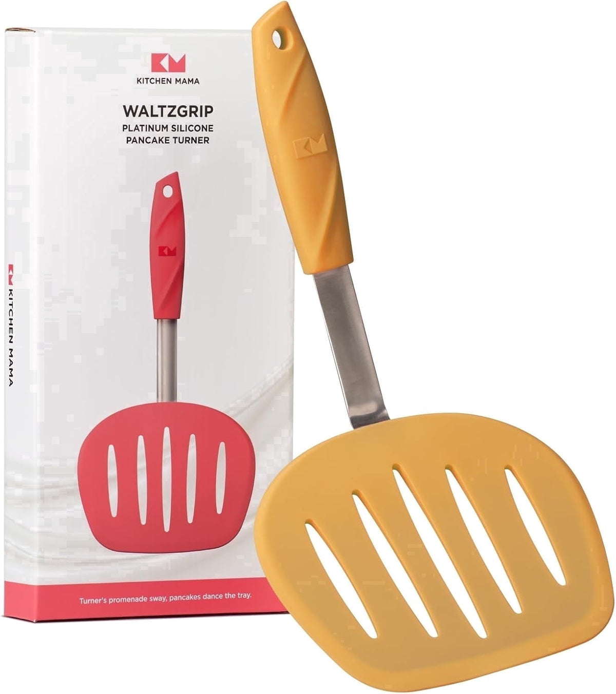 Kitchen Mama WaltzGrip Platinum Silicone Pancake Spatula Turner (Gray)