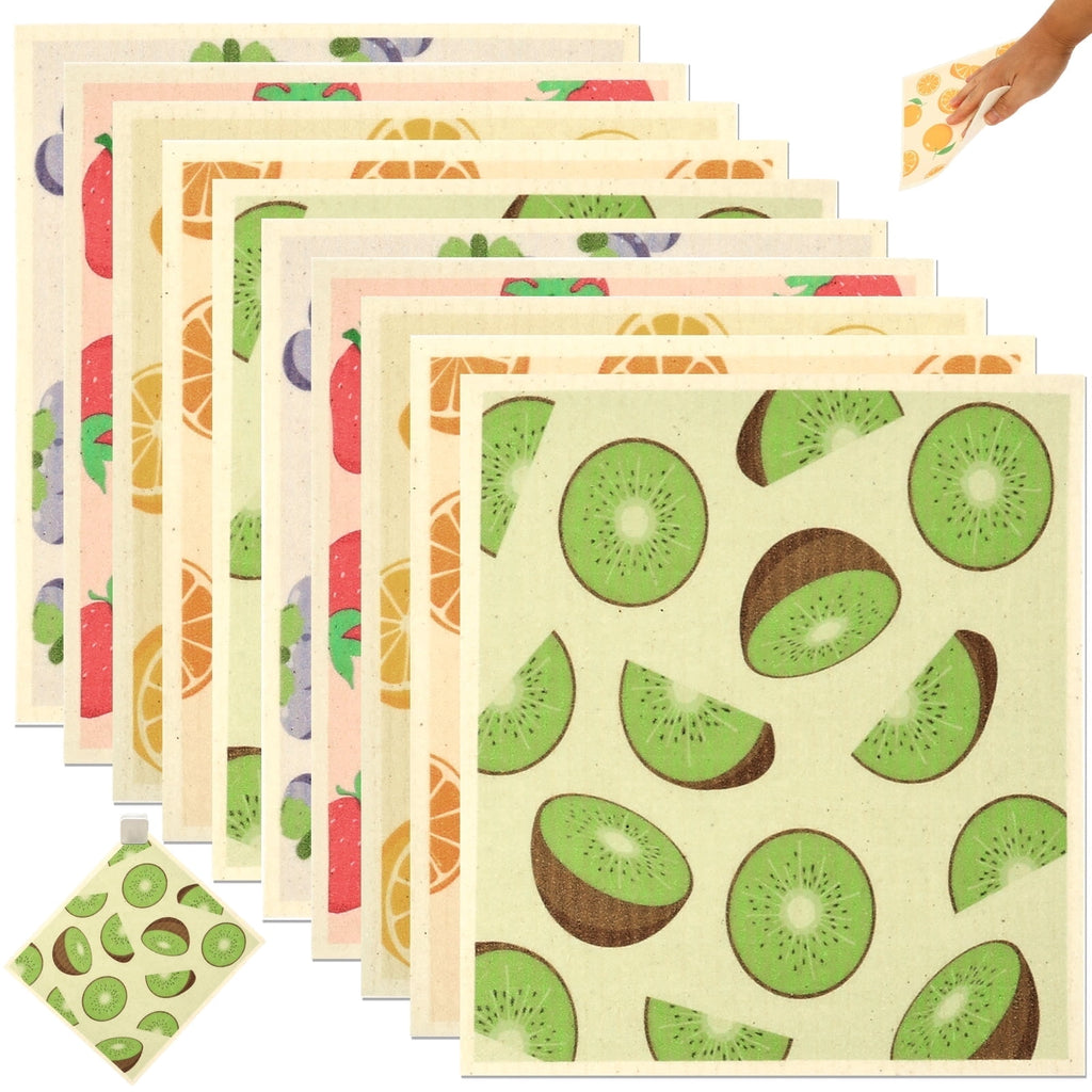 Xiyztok Kitchen Swedish Dishcloth 10 Pack Reusable Paper Towel Non Scratch Swedish Kitchen Towel Absorbent for Wiping Countertop Glass Ceramic