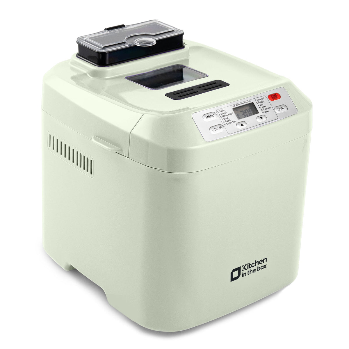Kitchen in the Box 2lb Bread Maker with Auto Fruit Nut Dispenser, 12-in-1 Gluten-Free Bread Machine, 13H Delay Timer, Nonstick Pan, Keep Warm, White